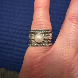 Elegant Sterling Silver and Pearl Stack Rings